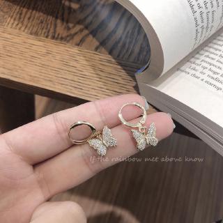 Bông tai hình bướm màu vàng và bạc xinh xắn thời trang cho nữ