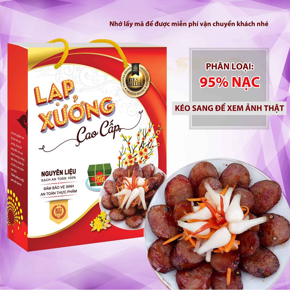 HỘP LẠP XƯỞNG SÓC TRĂNG - Loại khô 80-85% nạc- hinh that- 800gr