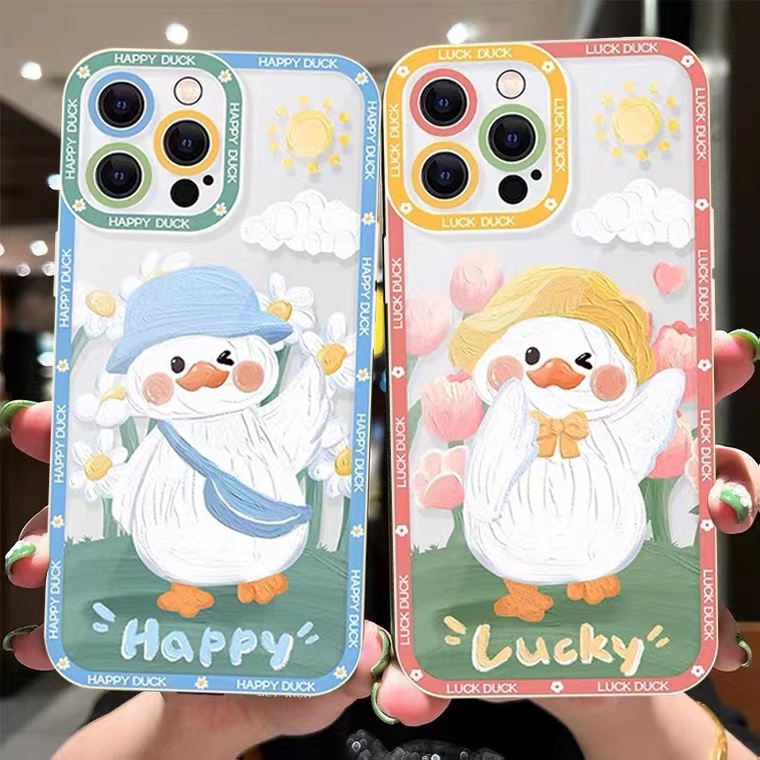 Ốp Điện Thoại Silicon Tpu Mềm Trong Suốt In Hình Vịt Cho iPhone 11 12 13 Pro Max XR X XS Max 6 7 6s 8 plus SE 2020