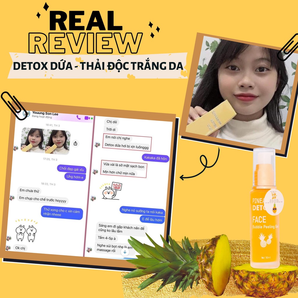 Detox Dứa Queenie Skin 90ml Sủi Bọt, Thải Độc, Sáng Da, Bảo Hành 72h
