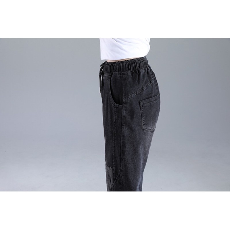 quần jean baggy màu đen big size lưng thun wash rách size lớn 70-100kg