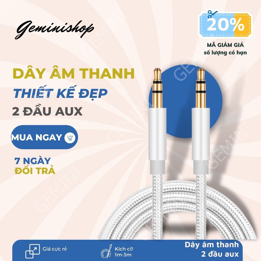 (Giá sỉ) Cáp âm thanh AUX 3.5 mm to 2 bọc dù