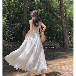 Đầm trắng maxi công chúa cổ tích 2 dây dáng xoè siêu đẹp kèm video🌥