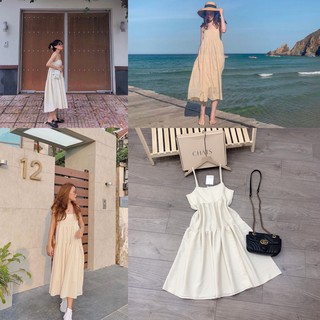 Đầm Nữ 🌸 FREESHIP 🌸 Váy sốp 2 dây xoè nữ CỰC XINH 🌸 vải mềm mịn siêu mát họa tiết trơn mặc đi biển