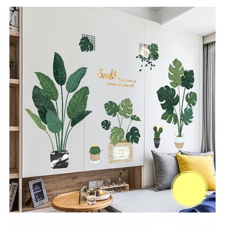 Decal dán tường lá xanh nhiệt đới giá xưởng - Giấy dán tường trang trí Hồ Chí Minh