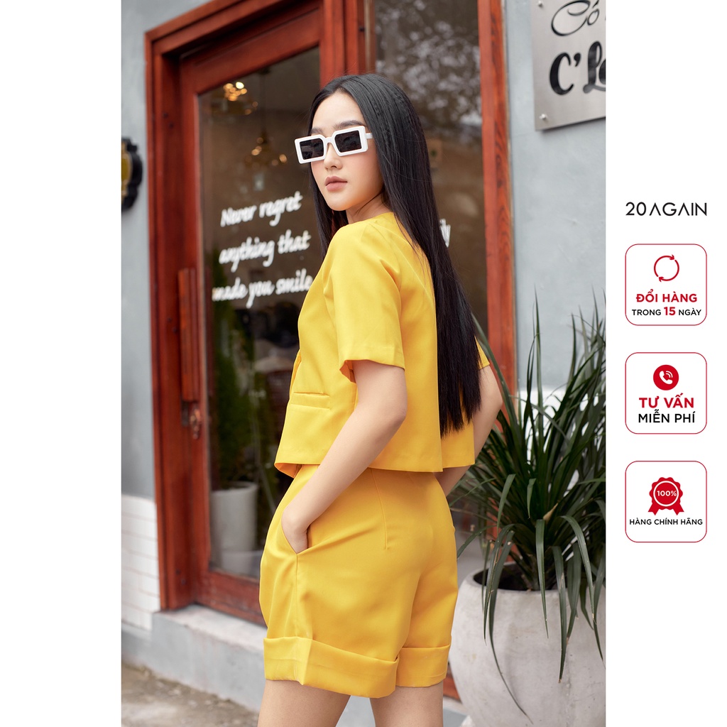Quần short xếp ly 20AGAIN, thiết kế trẻ trung, năng động SBW1193