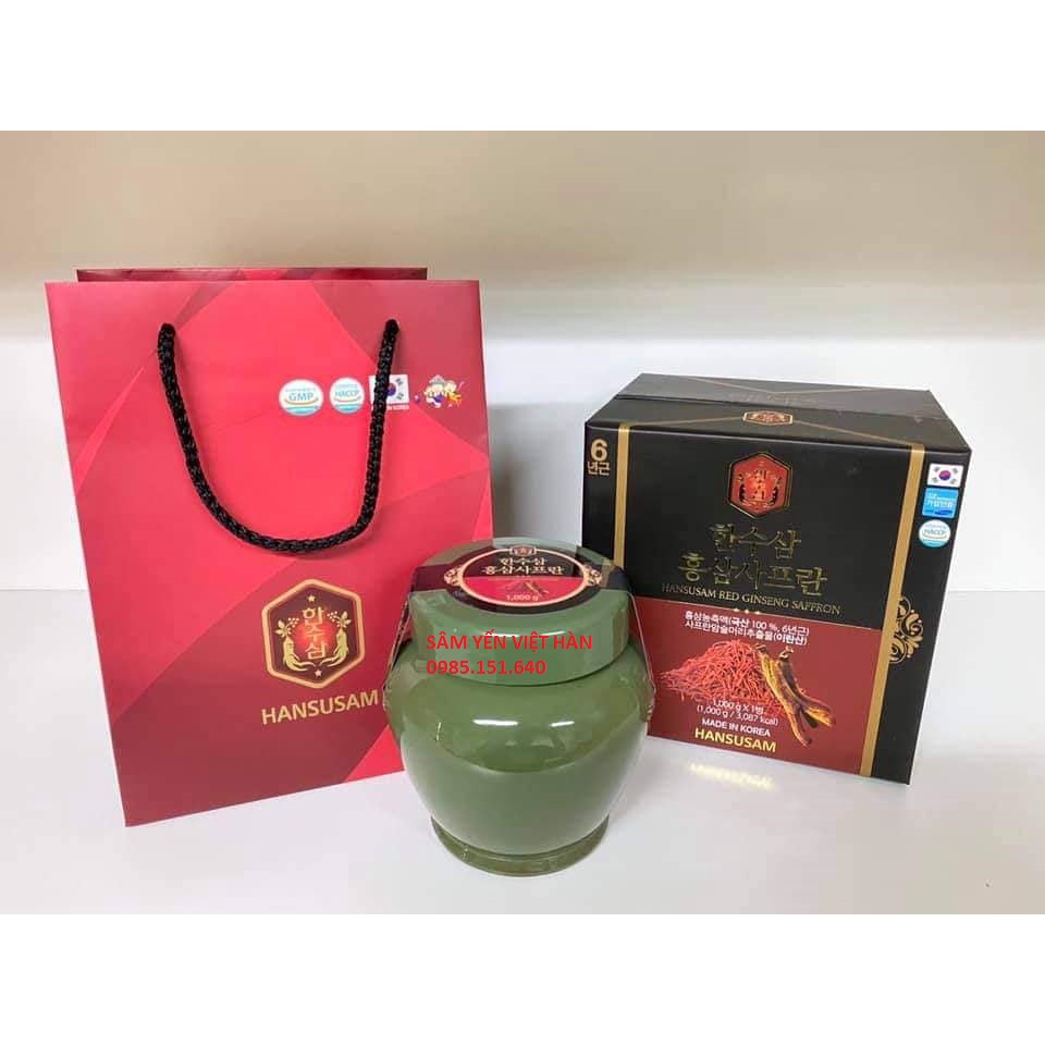 CAO HỒNG SÂM NHUỴ HOA NGHỆ TÂY HANSUSAM RED GINSENG SAFFRON, HŨ 1 KG CAO