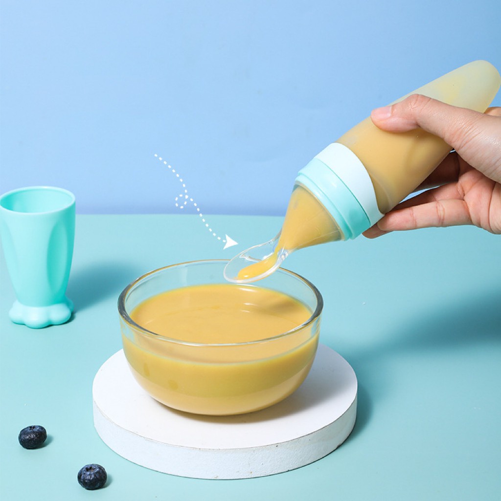 Bình Thìa Bón Ăn Dặm MOLLI 90ml Cho Bé - Bình Thìa Silicon Cho Bé