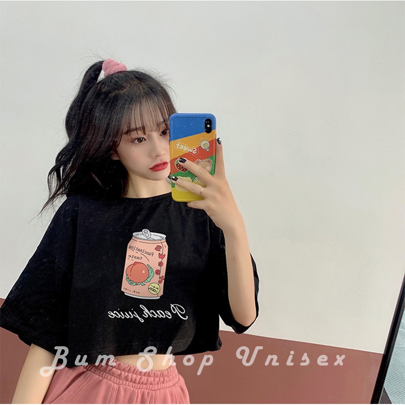 Áo Phông Croptop Nữ Form Rộng - FREESHIP - Chất Phông Cotton Mềm Mát - 3 Màu Đẹp &quot;Xỉu&quot; - Bum Shop Unisex