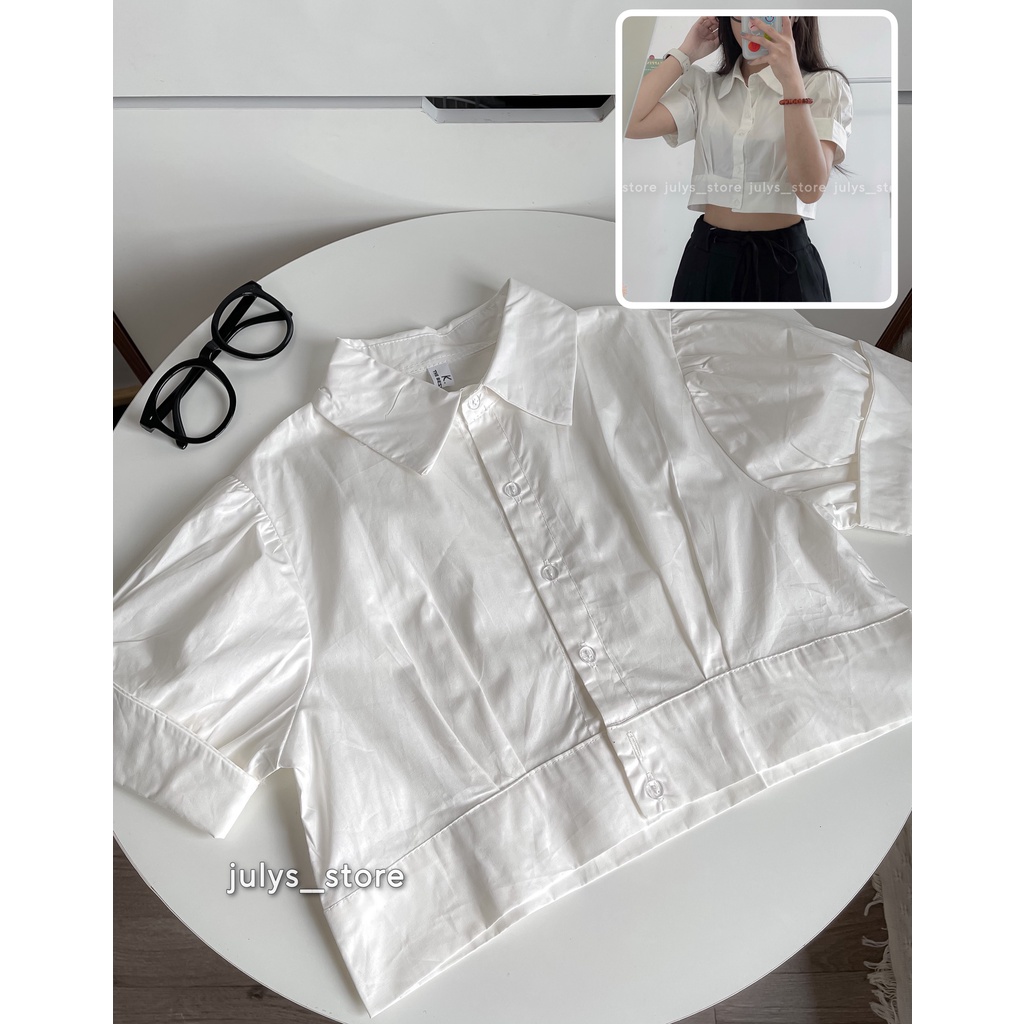 Áo sơ mi dáng croptop ulzzang (ảnh thật kèm video)