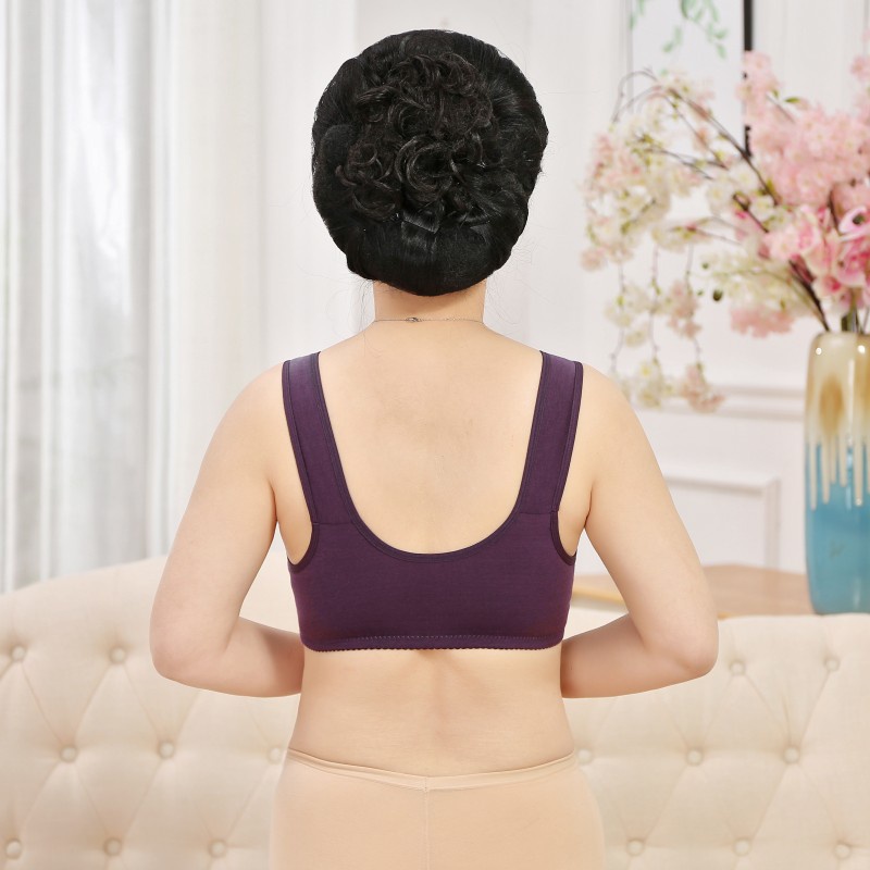Áo Ngực Cotton Mềm Mại Cài Nút Phía Trước Không Viền Cỡ Lớn Cho Phụ Nữ Trung Niên Và Người Lớn Tuổi