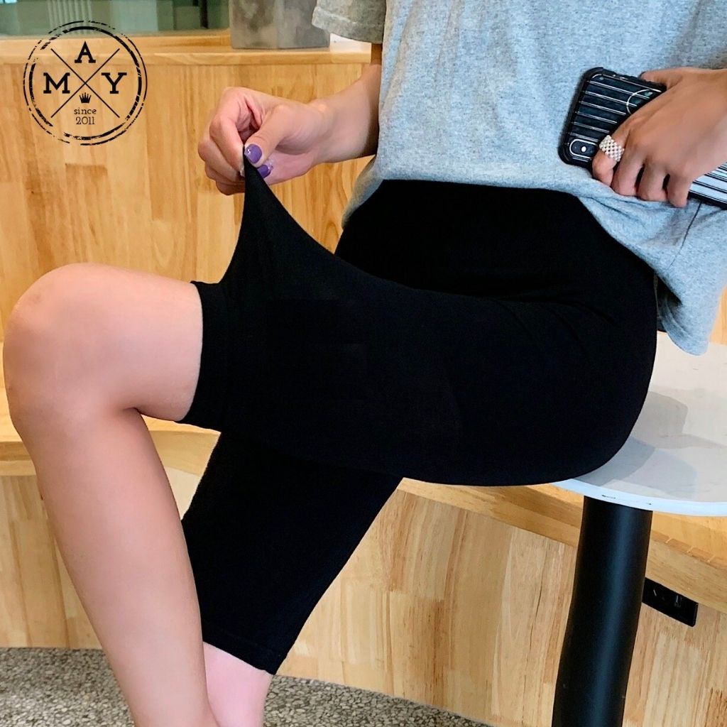 Quần Legging Đùi Thái MAY.SINCE2011 Cạp Cao Dáng Ôm Freesize, Chất Vải Umi Co Giãn Mềm Mịn