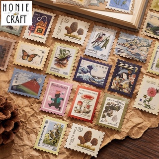 Set 46 sticker tem dán phong cách Retro Sticker tem thư vintage trang trí Bulet Journal