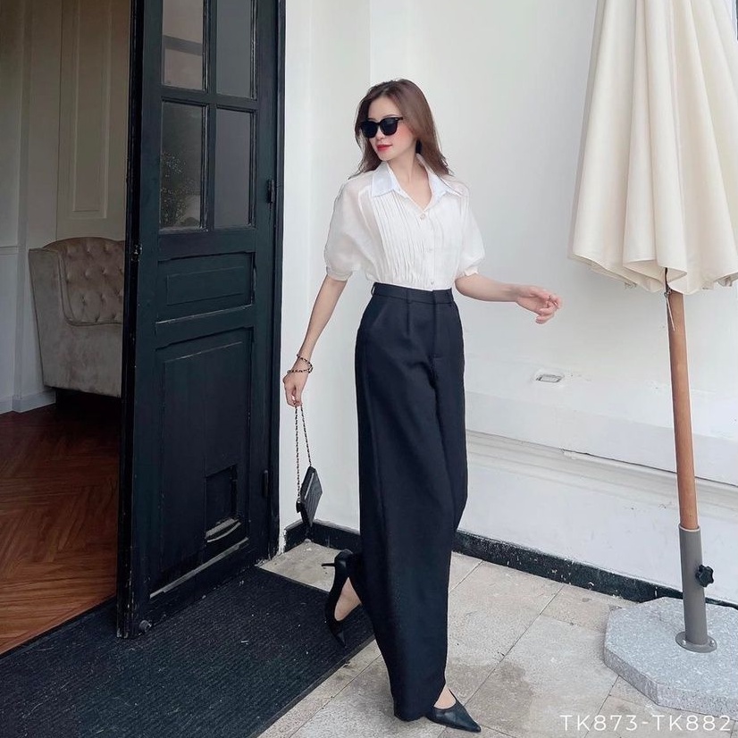 [Ảnh thật] Áo sơ mi xếp li tơ xốp