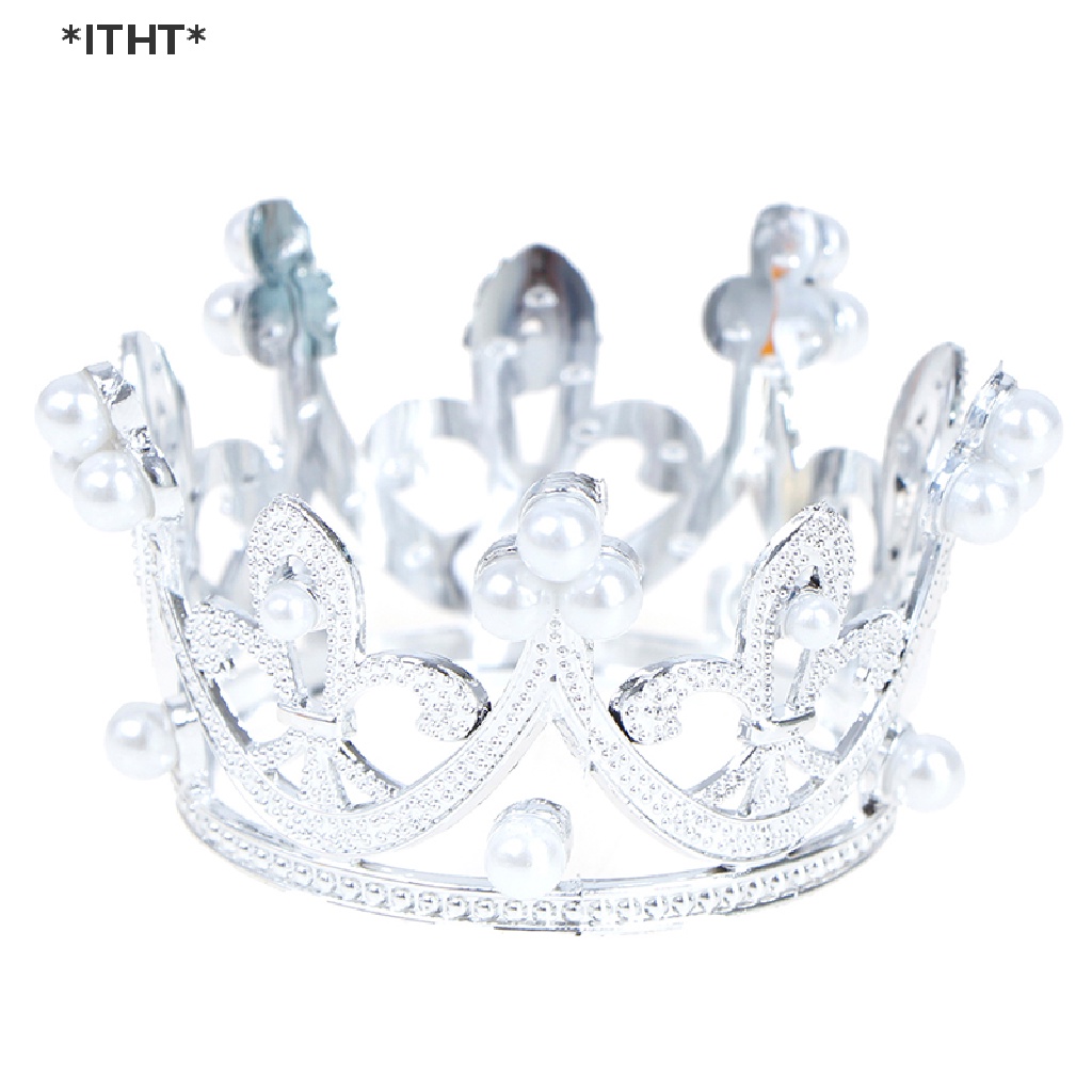 Vương miện mini đính pha lê ghim trang trí bánh kem