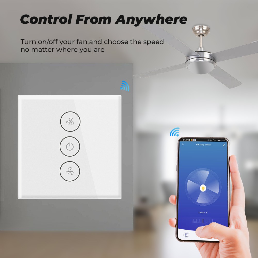 Công Tắc Đèn/Quạt WiFi Thông Minh SMATRUL Âm Trần/Trong Tường Với Alexa Google Home