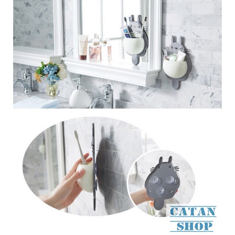 Combo 2 Hộp đựng, kệ treo bàn chải TOTORO siêu cute, hít chân không tiện dụng, KEM ĐÁNH RĂNG GD30-HBCTotoro-2