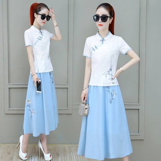 Sườn xám ăn mặc retro kiểu mới xẻ tà