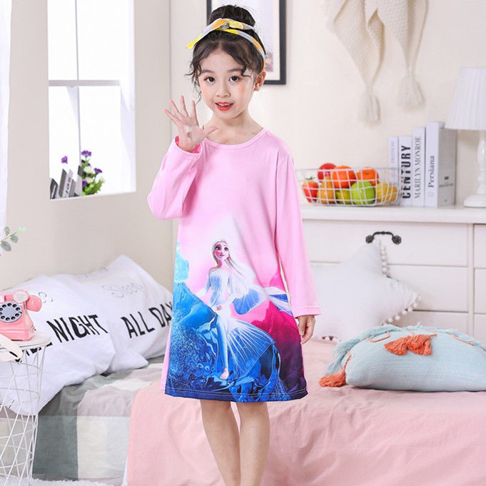 SUGE Đồ ngủ Tay Dài Phong Cách Công Chúa Elsa Xinh Xắn Cho Bé Gái