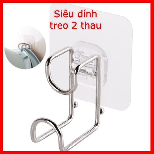 Móc dán tường treo chậu thau nước nồi chảo vật nặng, chịu lực tốt móc dính tường bằng inox chắc chắn bản to