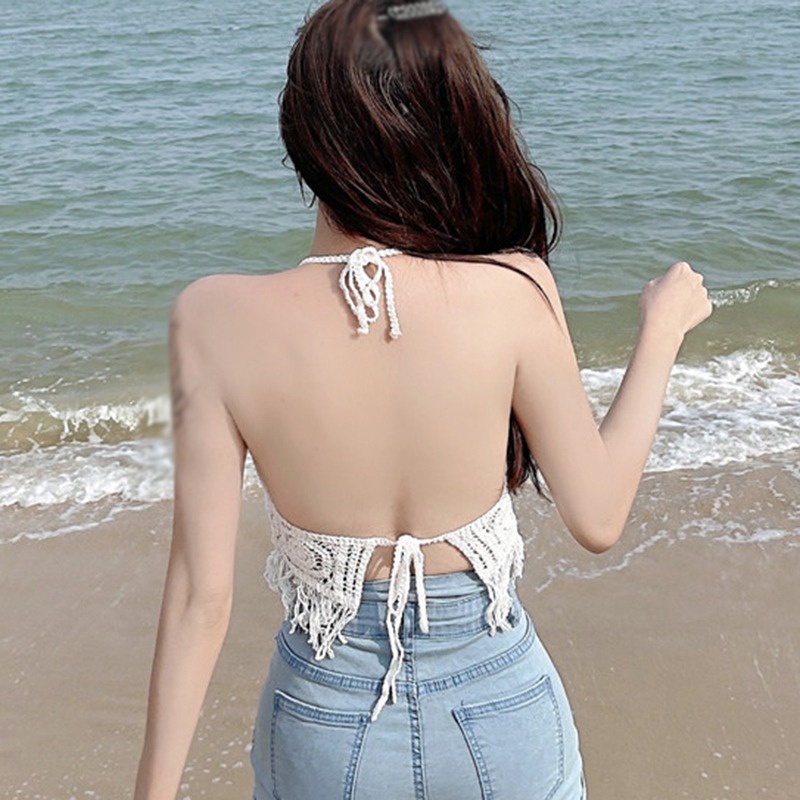 Áo Croptop Không Tay Cổ Chữ V Hở Lưng Phong Cách Quyến Rũ Dành Cho Nữ