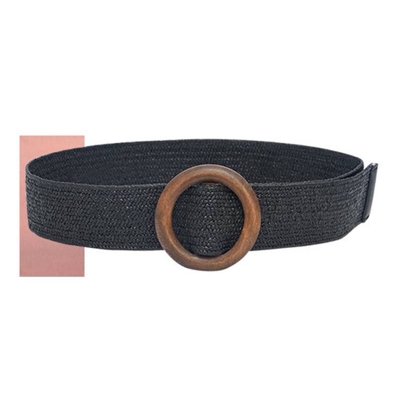 Haimeikang Phong cách ngày lễ Bohemian Thắt lưng khóa tròn bằng gỗ Thời trang vải cotton và vải lanh Thắt lưng đàn hồi