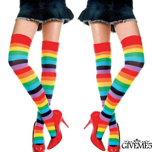 Vớ cotton cao cổ họa tiết sọc ngang nhiều màu sắc dành cho nữ