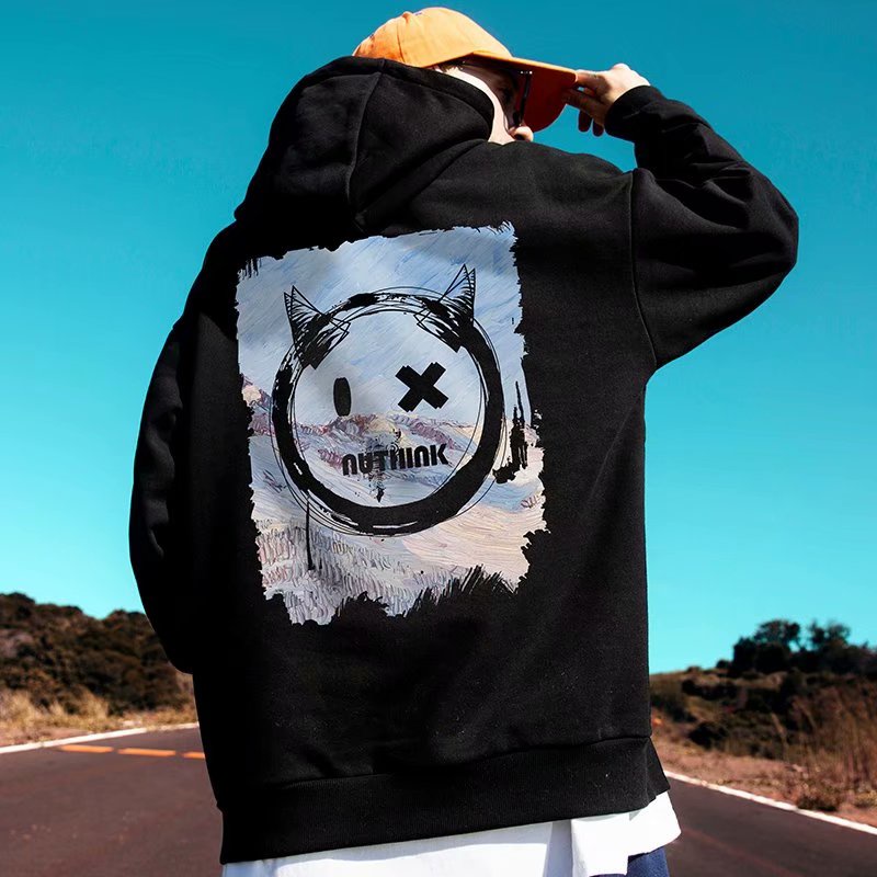 Áo hoodie tay dài dáng rộng in chữ phong cách hiphop đường phố Hàn Quốc thời trang mùa đông cho nam cỡ lớn M-8XL