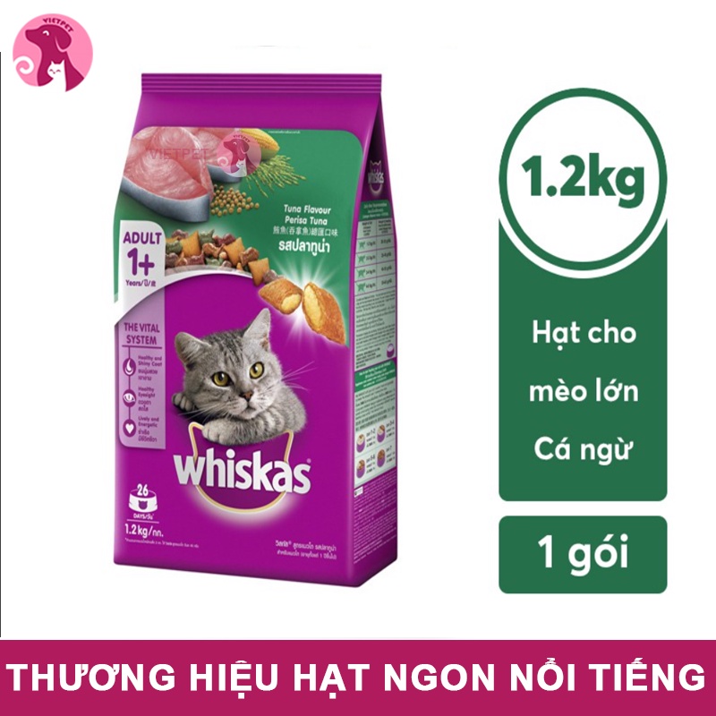 WHISKAS - Thức ăn cho mèo lớn dạng hạt (Full vị) (Cá biển/ Cá ngừ/ Cá thu) (1.2kg)