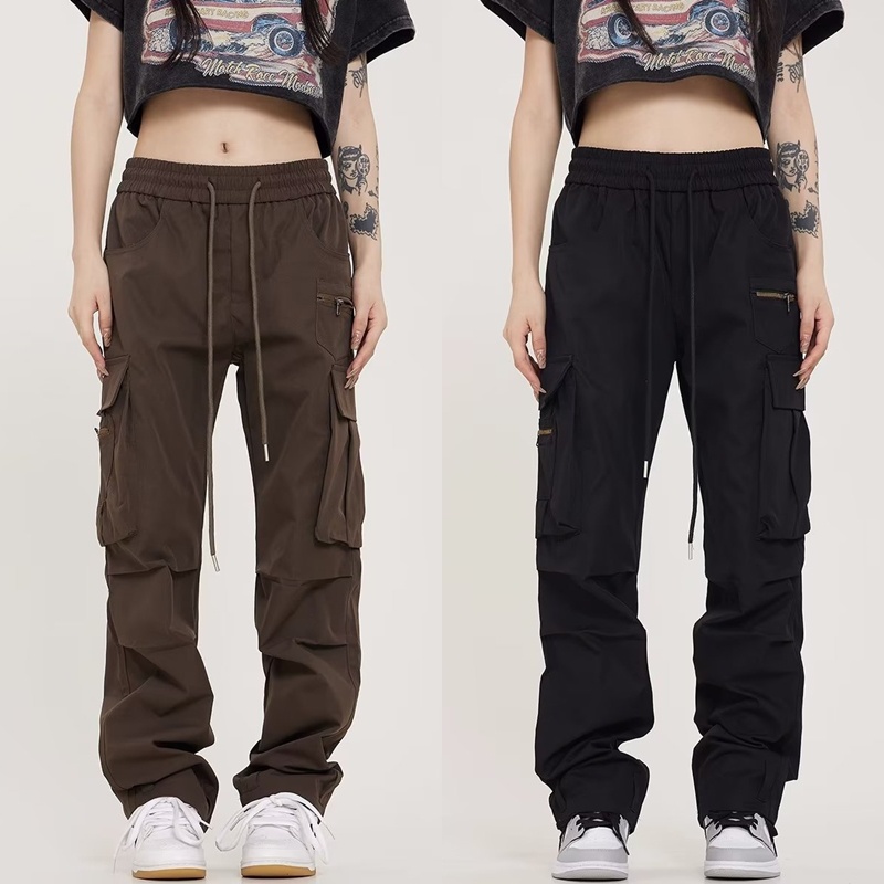 Quần Dài Dáng Suông Rộng Màu Trơn Có Túi Lớn S-3xl Thời Trang Mùa Hè Phong Cách Hàn Quốc Cho Nam Và Nữ