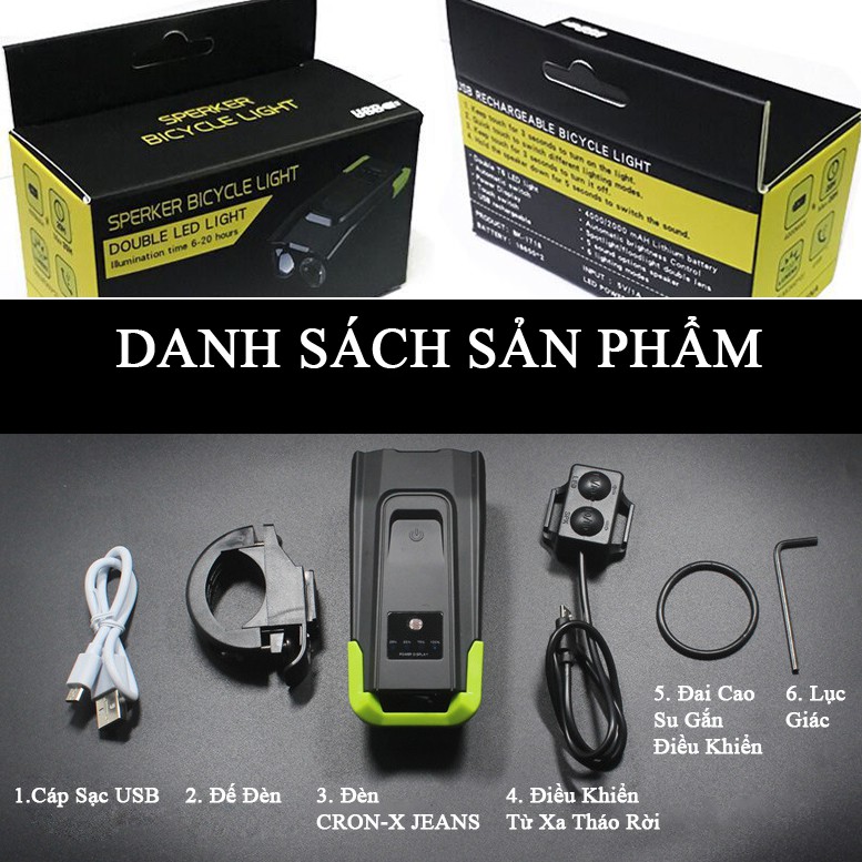 [COMBO Phụ Kiện Xe Đạp] Đèn Xe Đạp Có Còi BK1718 Và Đèn Hậu BS216 | Sạc Pin USB, Chống Nước Mưa