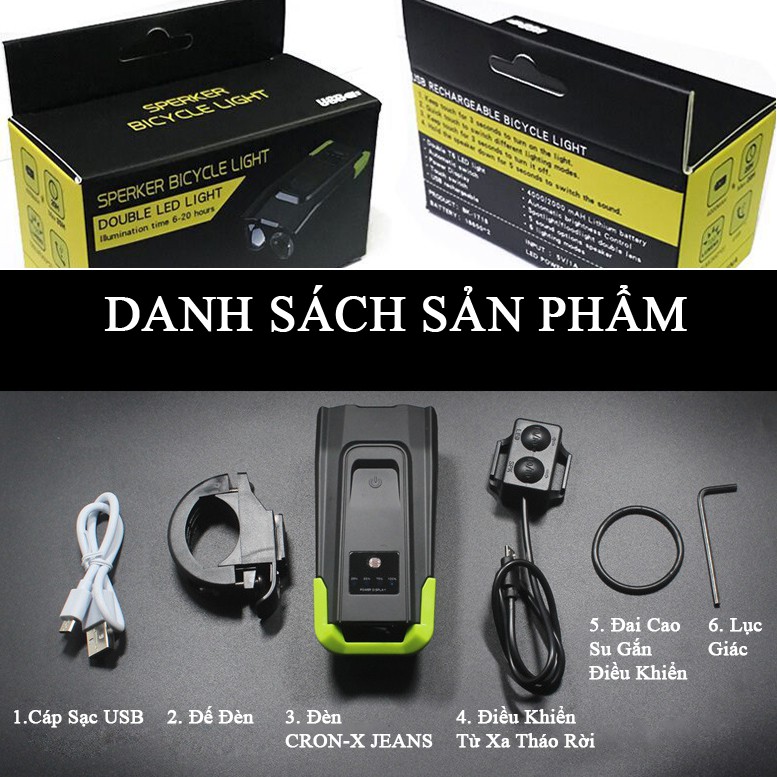 [COMBO Phụ Kiện Xe Đạp] Đèn Xe Đạp Có Còi BK1718 Và Đèn Hậu BS216 | Sạc Pin USB, Chống Nước Mưa