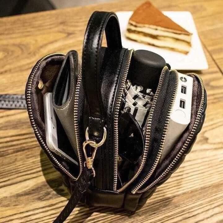 Túi Đeo Chéo Mini Ong Đen 3 Ngăn, Túi Đeo Chéo