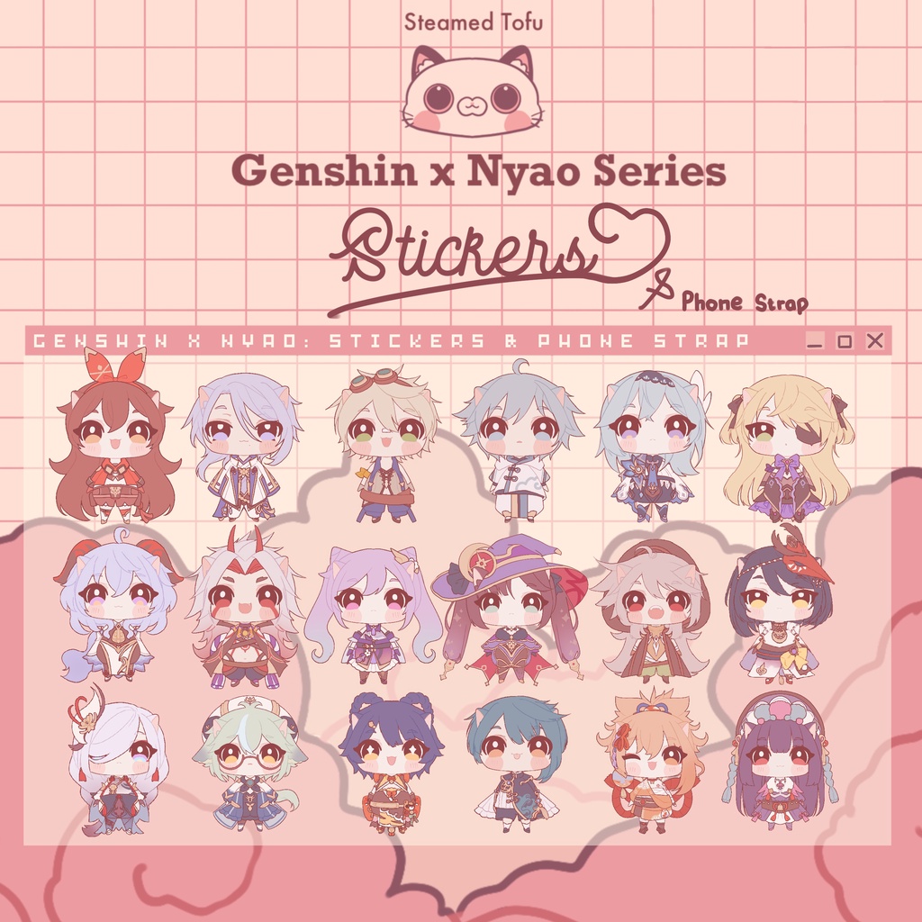 Genshin x Nyao Series: Dây Đeo Điện Thoại Vol. 2 - Genshin Impact Fanmerch bằng mặt Tàu Hơi