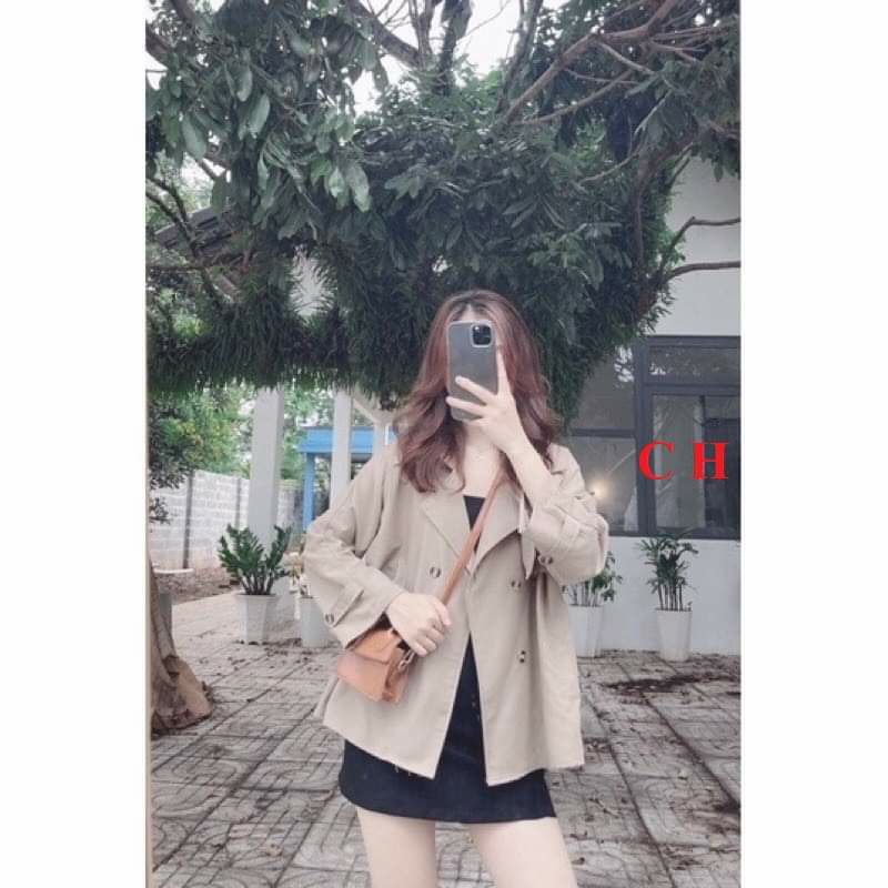 &lt;br&gt;Áo măng tô nữ mangto blazer khoác dáng ngắn da xịn phối nút thời trang thu đông Hàn Quốc sang chảnh