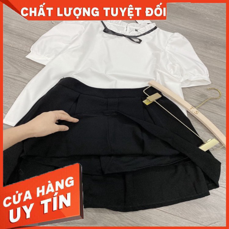 Set áo sơ mi kết hợp chân váy xoè cúc nữ hot - Hàng nhập khẩu