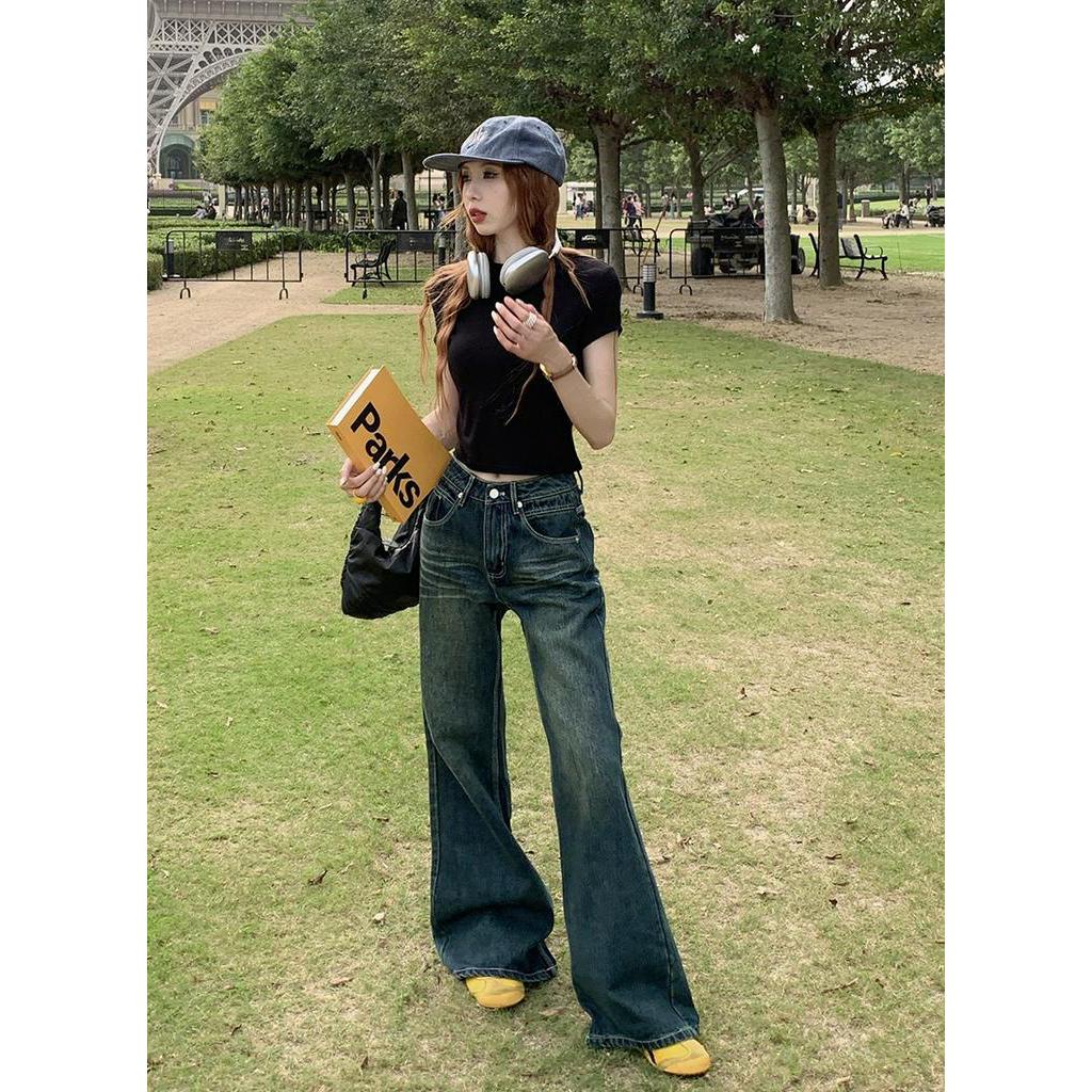 Quần Denim Ống Loe Lưng Cao Thời Trang Sành Điệu 63767