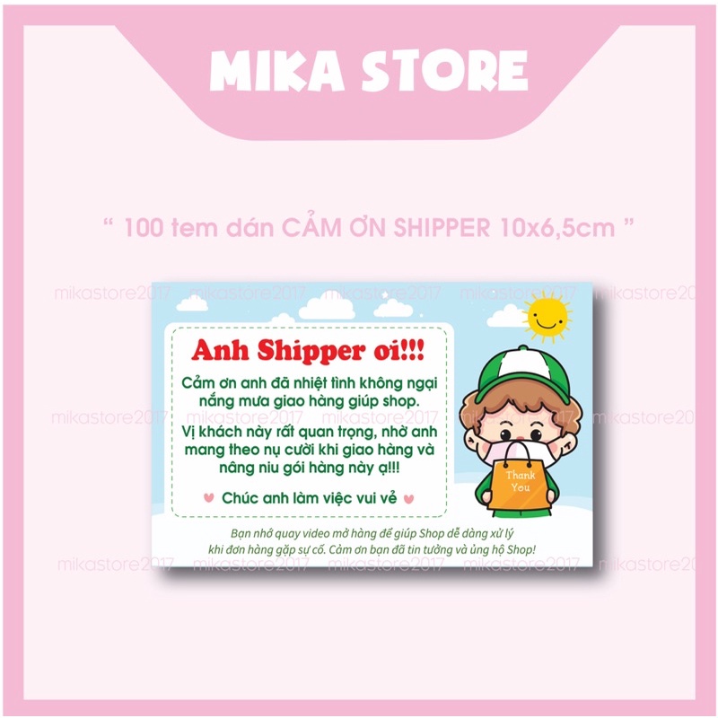 Combo 500 Tem Dán Cảm Ơn Shipper