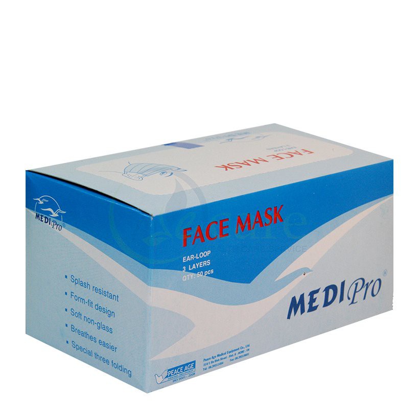 ✅ Khẩu Trang Y Tế- Medi Pro (Hộp 50 Cái - 3 Lớp), Thời Thanh Bình -VT0371