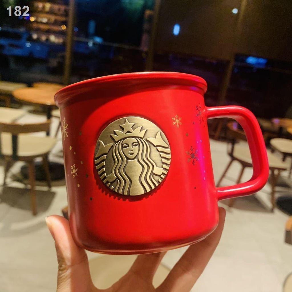 [bán chạy]Cốc Starbucks 2020 Giáng sinh mới dễ thương bánh gừng đỏ người đàn ông chim cánh cụt gấu phích uống cà phê