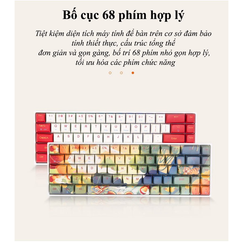 Bàn phím cơ không dây Dual Mode Newmen GM680,Layout 68 phím Hotswap,đa chế độ kết nối,tặng thêm keycap Rồng Hổ,BH 24M