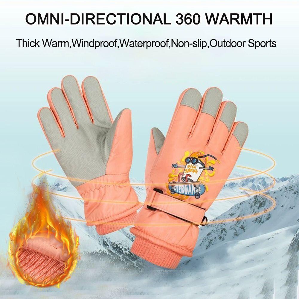 SUSANS Găng Tay Trượt Tuyết Dày Dặn Ấm Áp Kiểu Hoạt Hình Chống Trượt Không Thấm Nước Cho Bé 6