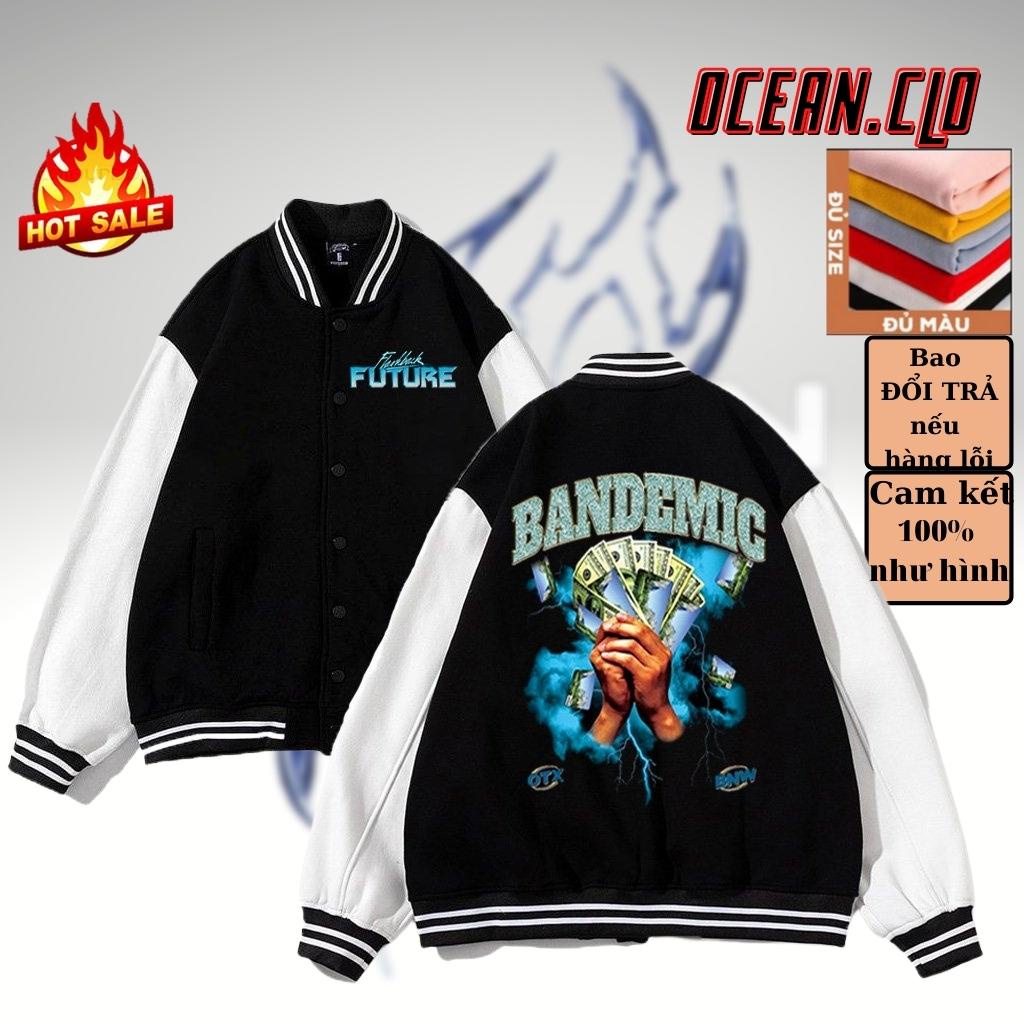 Áo Varsity Jacket Ullzang BRAND MONNEY - Áo khoác Cardigan Bomber Unisex phối bo siêu hot - OCEAN.CLO