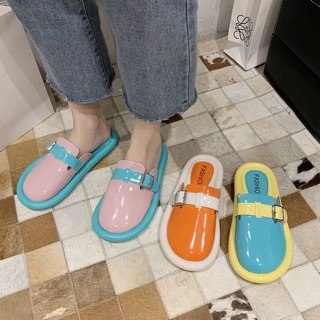 Sục da mềm đế tròn phối màu