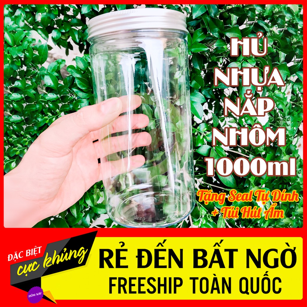 Hủ Nhựa Pet Nắp Nhôm 1000ml Cao Cấp, Tặng Kèm Seal Tự Dính, Túi Hút Ẩm | BigBuy360 - bigbuy360.vn