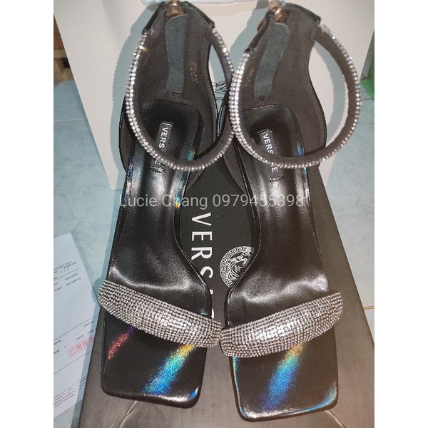 Sandal quai đá Versacee đen trắng da xịn màu đẹp lạ