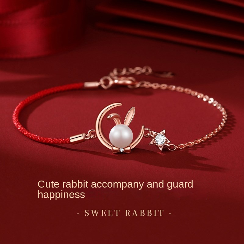 Vòng Tay Bện Mặt Trăng Thỏ Thời Trang Cá Tính