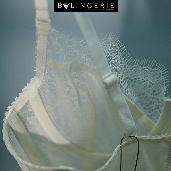 Corset Không Độn Ren Nữ, Bộ Đồ Lót Ren Nữ Nâng Ngực Sexy Màu Trắng Ngà  | BY LINGERIE | B161 | BigBuy360 - bigbuy360.vn