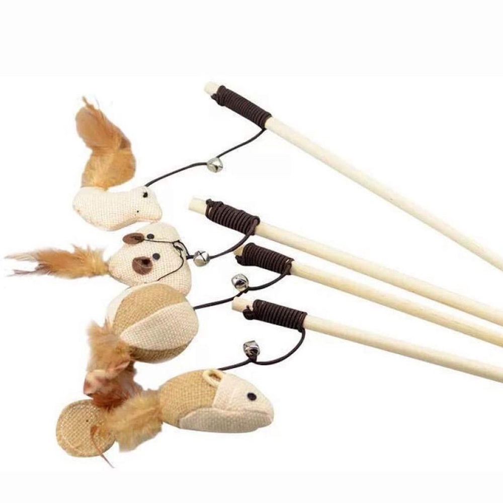 YIYU Gậy đồ chơi gắn lông vũ và chuông nhỏ nhắn đáng yêu ngộ nghĩnh dành cho mèo cưng