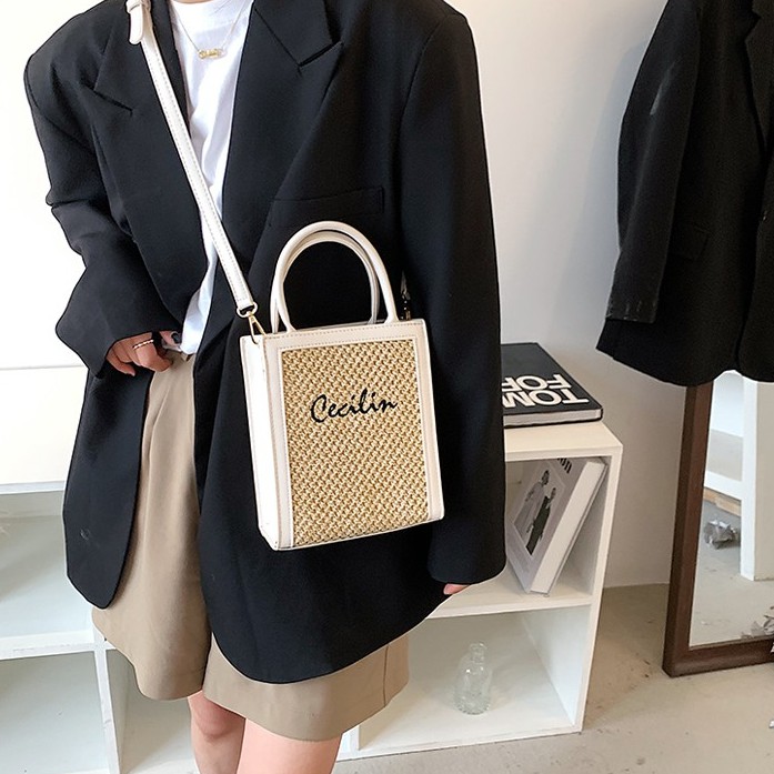 Túi xách nữ đeo chéo da phối cói Cecilin
